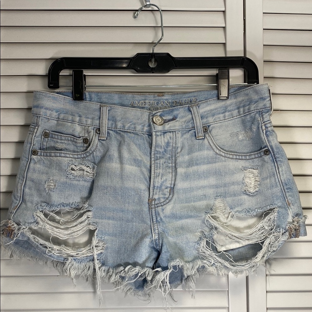 American Eagle Outfitters Light Wash Ripped Jean Shorts